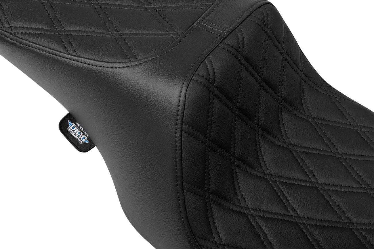 Drag Specialties Seats Predator 2-Up Seat - Vinyl - Double Diamond - Black Stitching- W/O Backrest - FL '97-'07