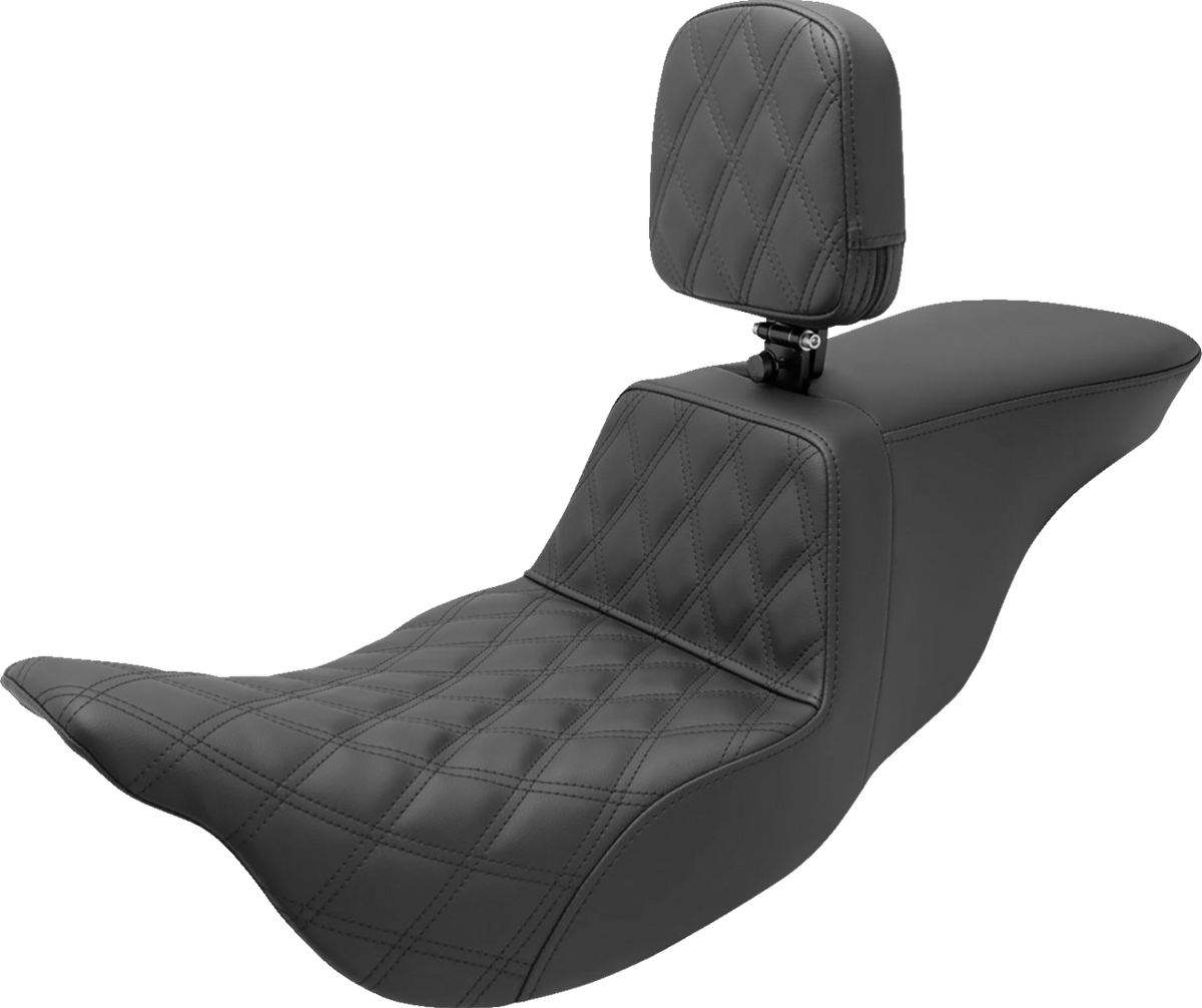 Saddlemen Tour Step-Up Seat - Rider Backrest - Rider Lattice Stitch - FL '08-'24