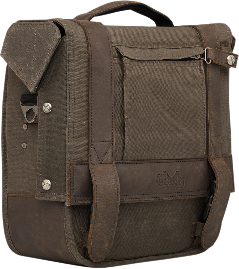 Burly Brand Voyager Detachable Waxed Cotton Saddlebag - Brown