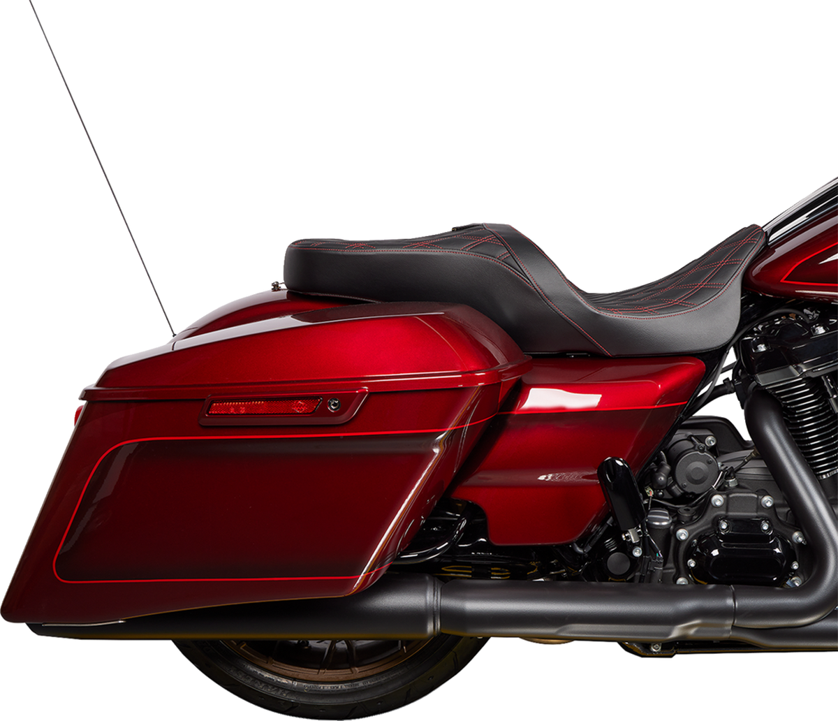 Drag Specialties Seats Freedom Seat - Vinyl - Double Diamond Red Stitch - FLH '09-'23