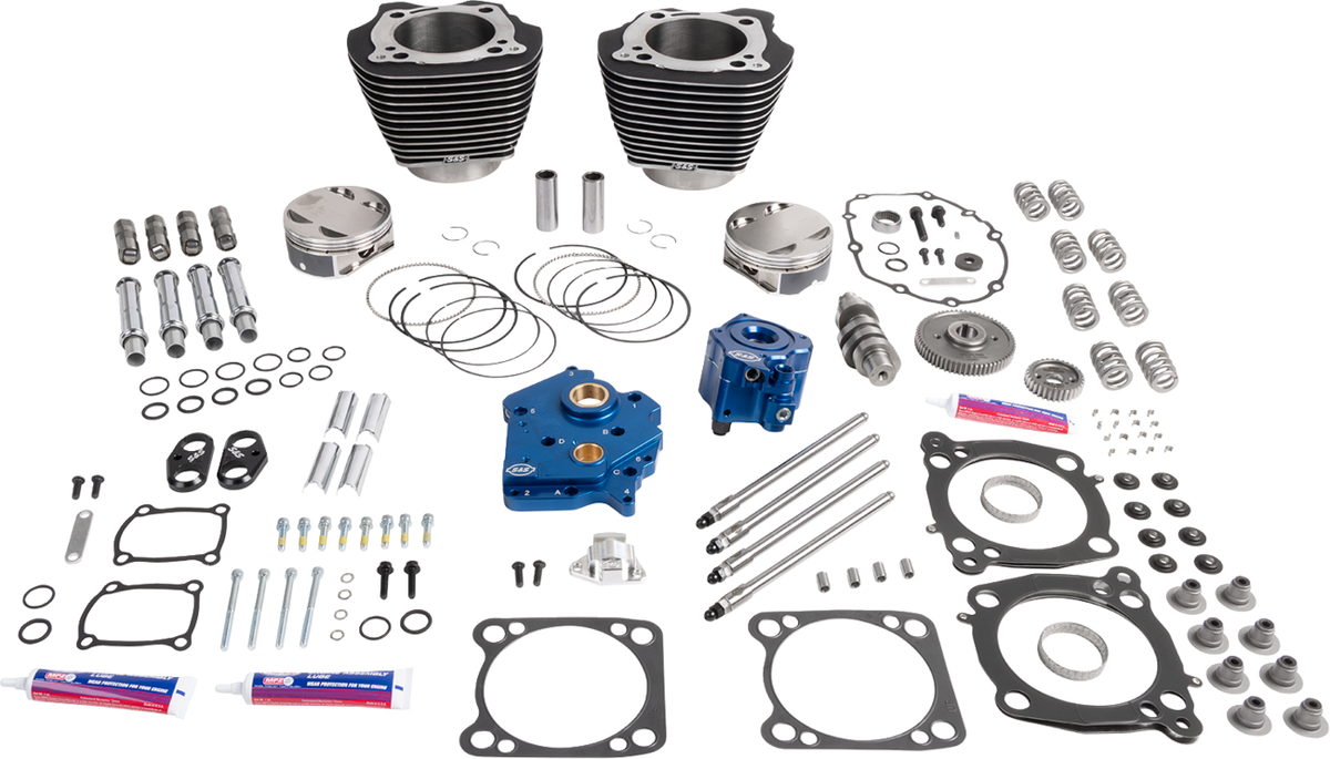 S&amp;S Cycle 132" Power Package - HPT496 - Chain Drive - Oil Cooled - Black With Highlights - 114"/117" M8