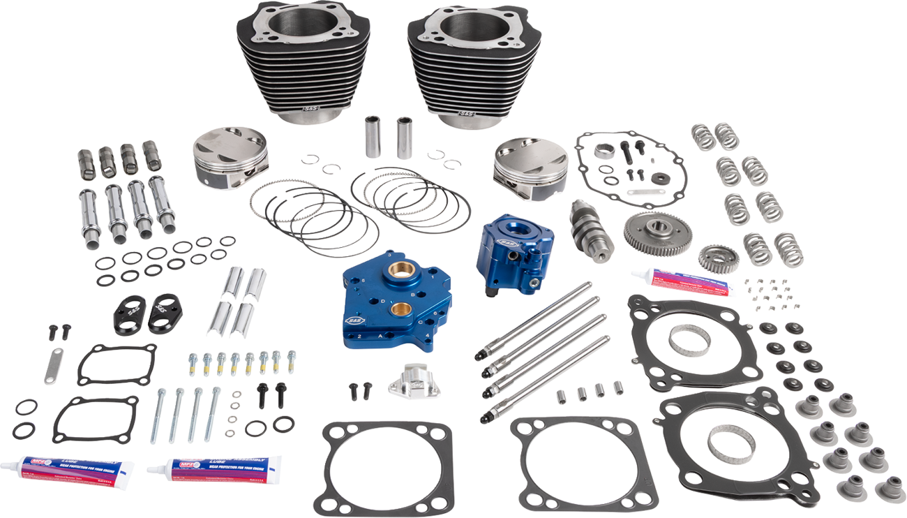 S&S Cycle Power Package - Oil Cooled - 496 Chain Drive - Wrinkle Black W/Highlight - M8