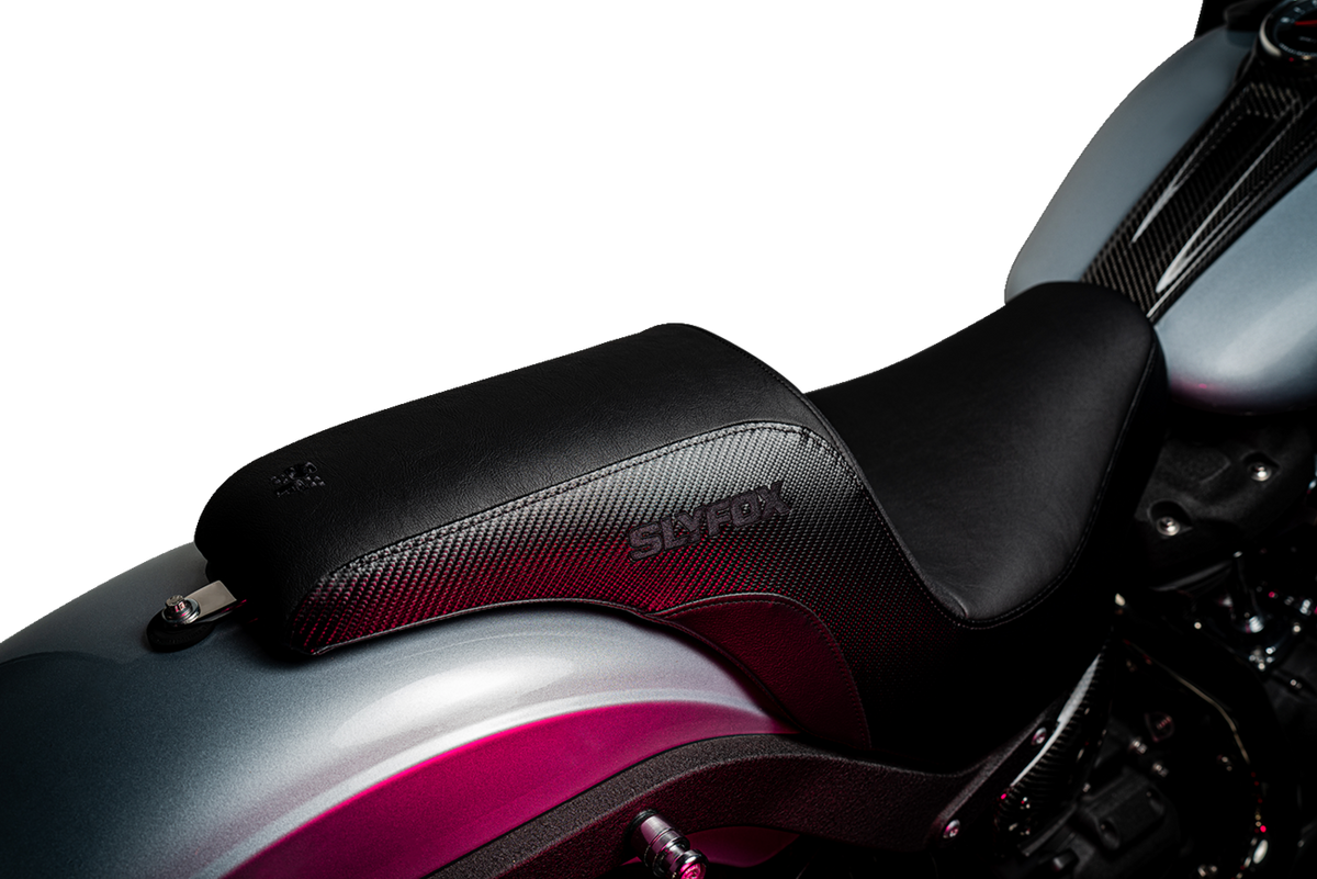 Slyfox Lowrider Drifter Seat - Black Logo - Smooth Vinyl - Carbon Fiber - FXLR/FLSB '18-'24