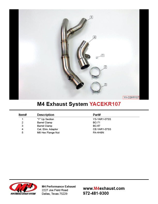 M4 Exhaust YACEKR107 Component Key