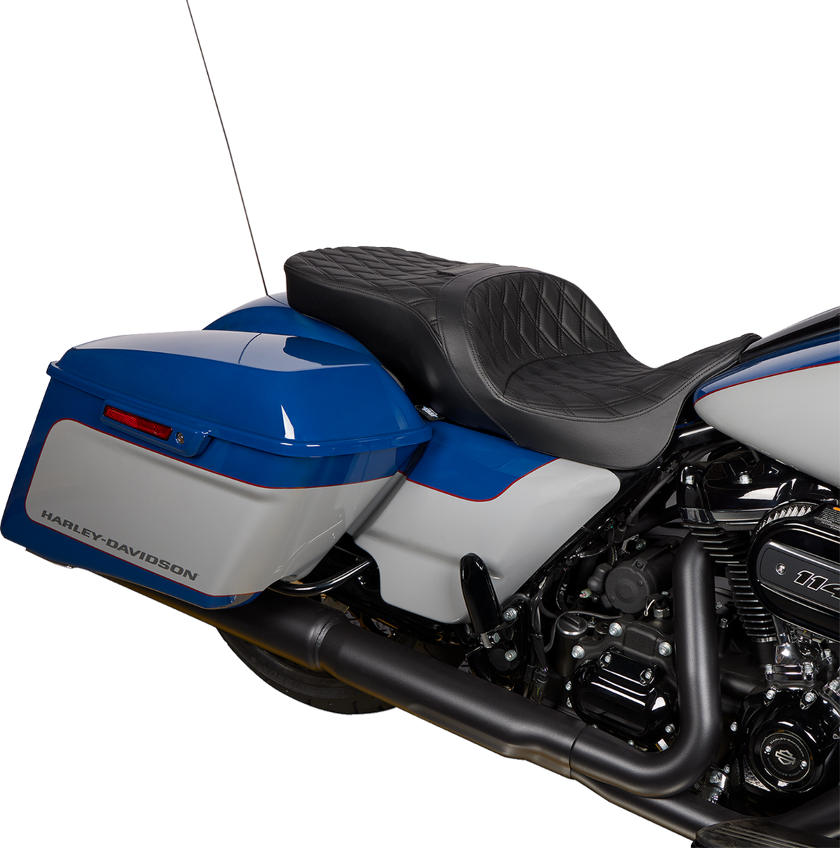 Drag Specialties Seats Freedom Seat - Vinyl - Double Diamond Black Stitch - FLH '09-'23