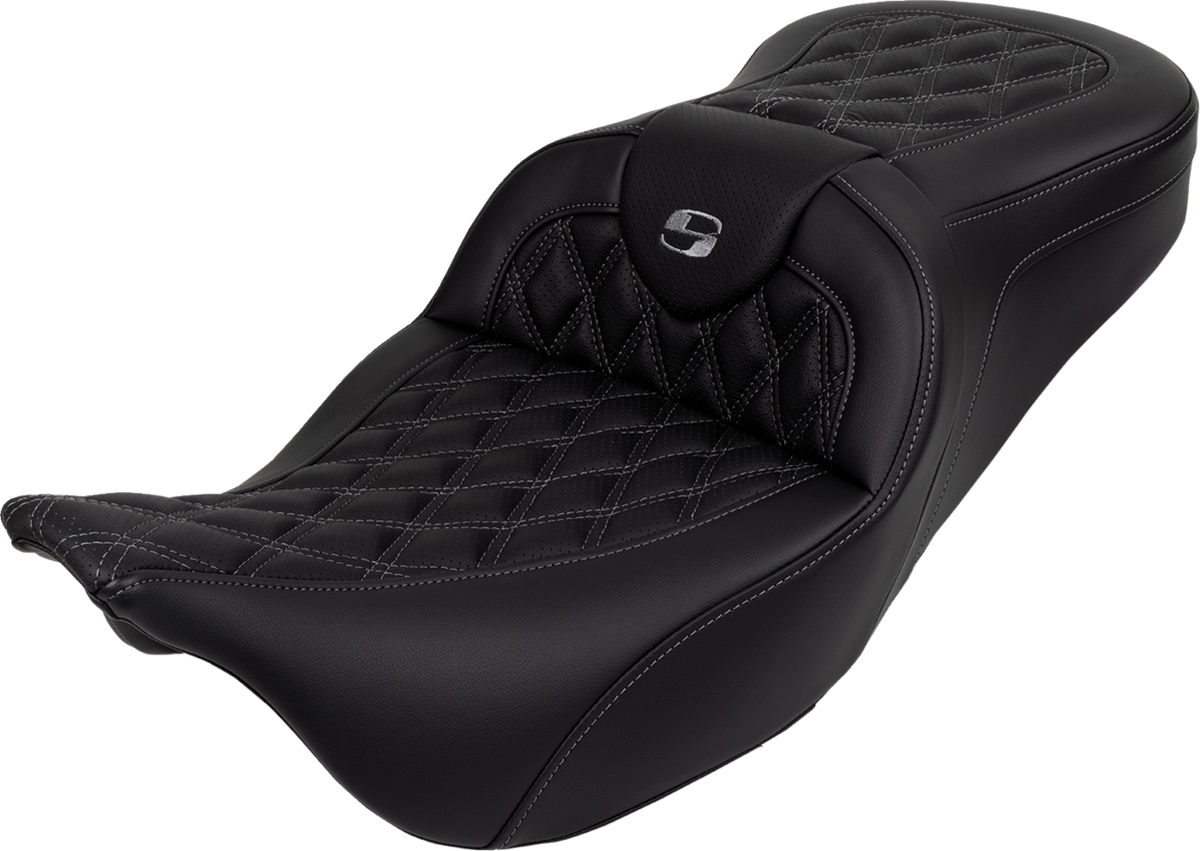 Saddlemen Roadsofa™ Seat - With Backrest - Dark Gray Stitch - FL '08-'23
