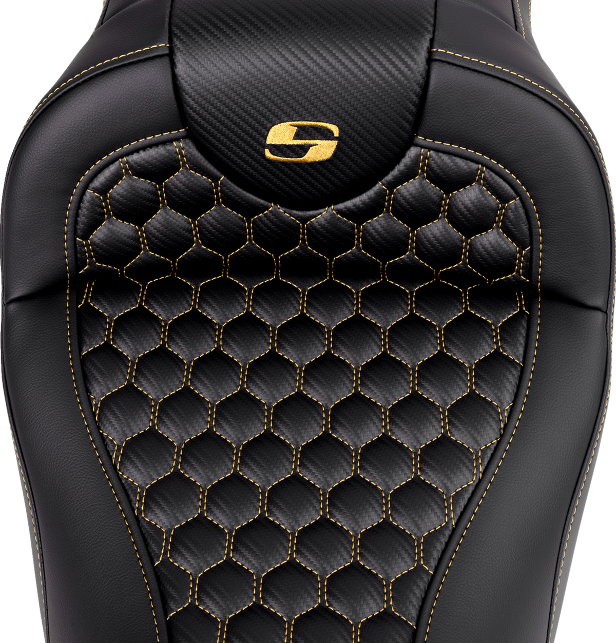 Saddlemen RoadSofa™ Seat - Honeycomb - Gold Stitch - Without Backrest - FLH/FLT '08-'23