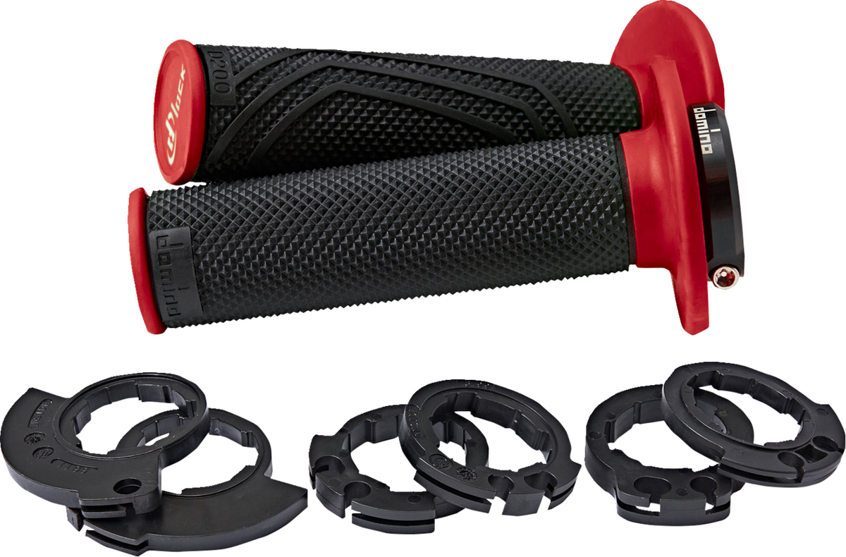 Domino D200 Lock-On Grips - Black/Red