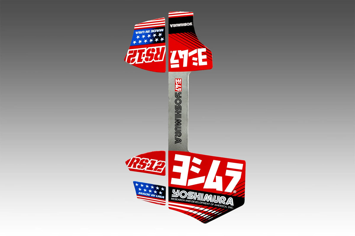 Yoshimura RS-12 Four Piece Decal Kit / Hydroformed Muffler