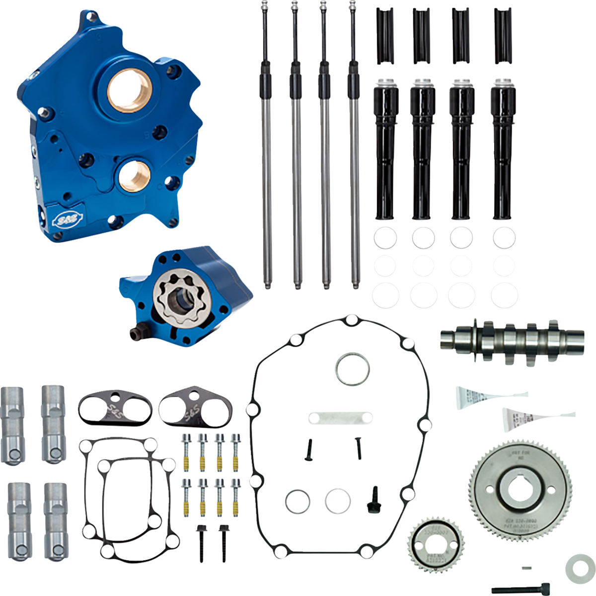 S&amp;S Cycle Cam Chest Kit - Water Cooled - Gear Drive - 475 Cam - Black Pushrod Tubes - M8
