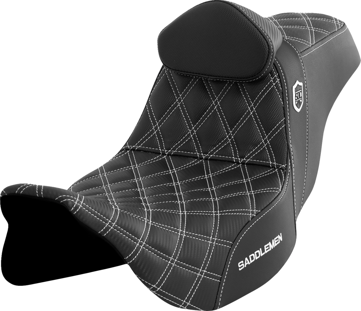 Saddlemen Pro Series SDC Performance Seat - W/ Backrest - White Stitch - FLH/FLT '08-'23