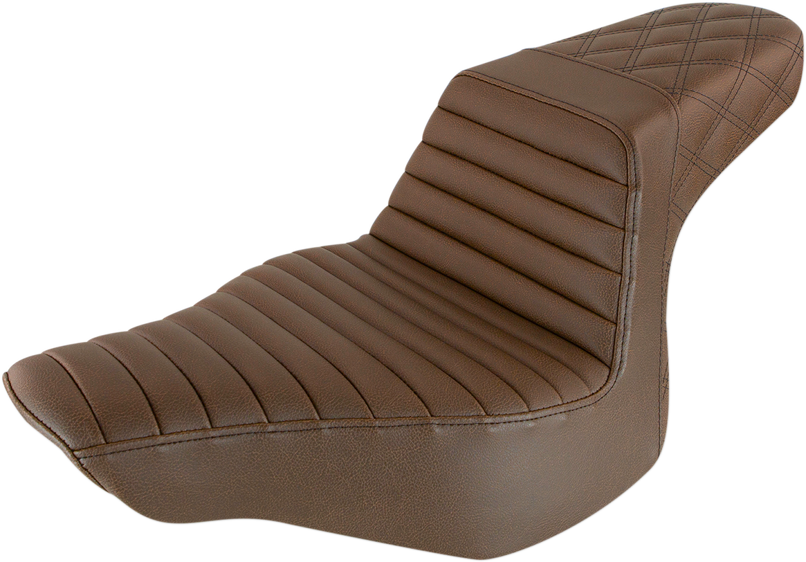 Saddlemen Step-Up Seat - Front Tuck-N-Roll/Rear Lattice Stitch - Brown