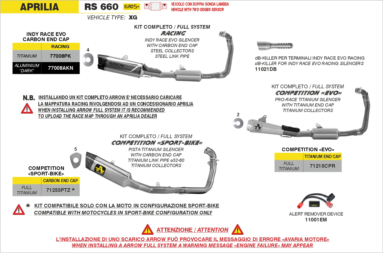 Arrow 77008AKN Full System With Indy Race EVO Aluminium Dark Slip Ons