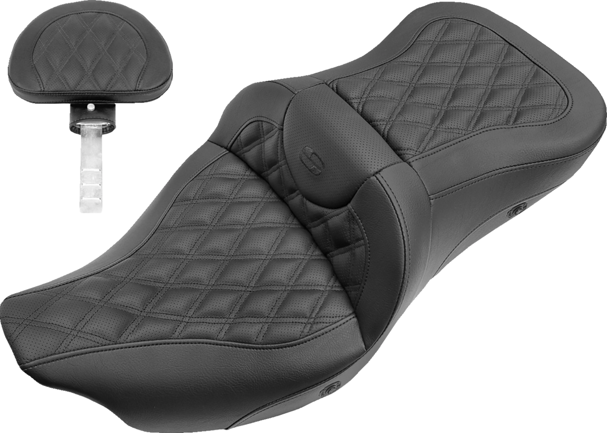 Saddlemen Extended Reach Roadsofa™ Seat - Lattice Stitched - Backrest - Heated - FL '08-'24