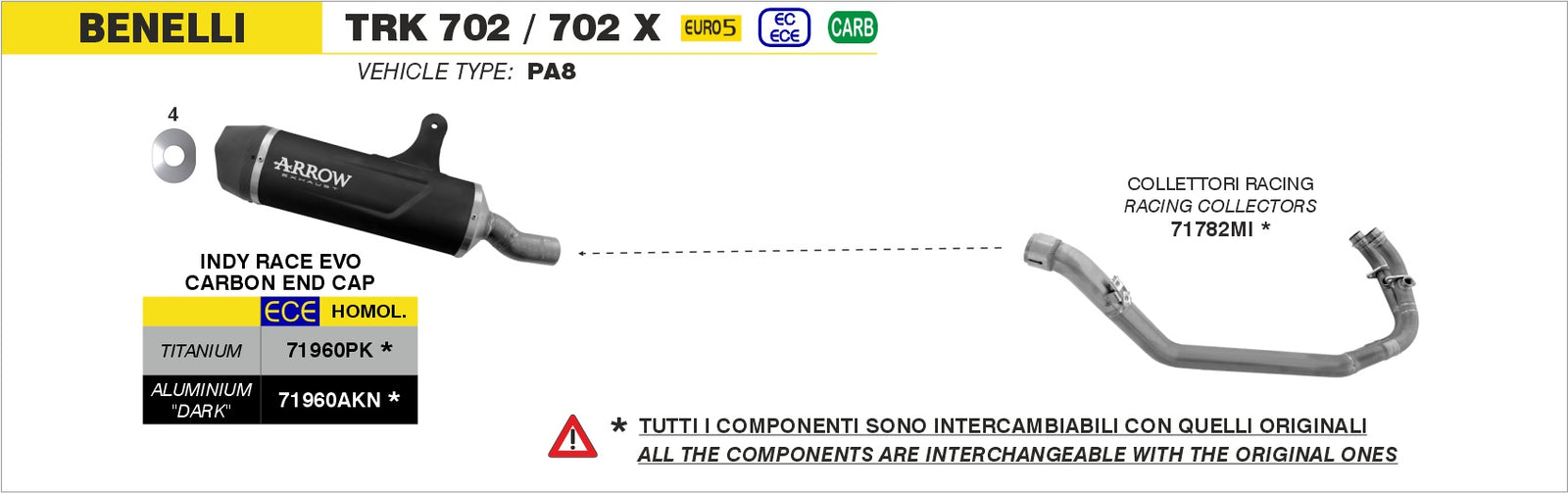 Arrow 71960AKN Indy Race Evo Aluminium Dark Slip On With Carbon End Cap