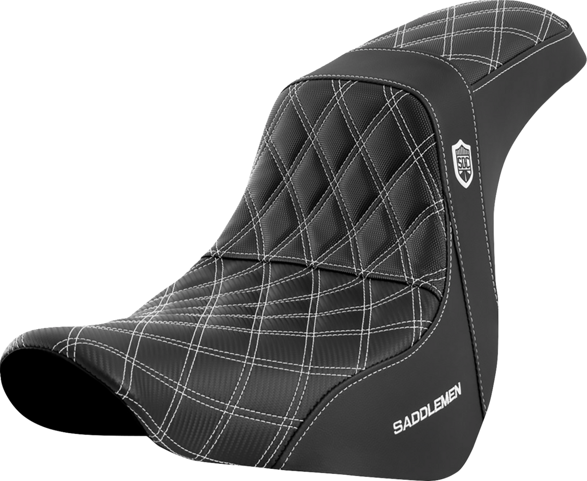 Saddlemen Pro Series SDC Performance Seat - W/O Backrest - White Stitch - FL/FX '18-'20