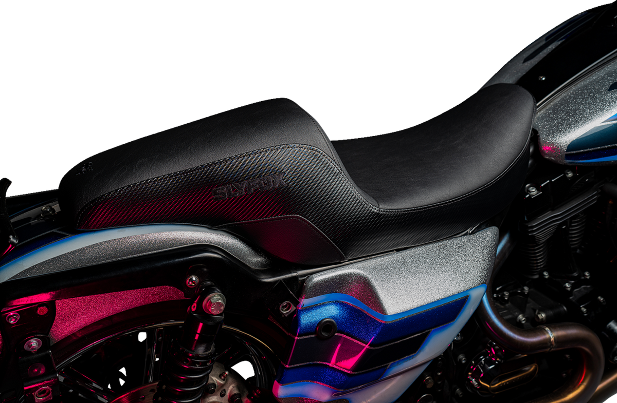 Slyfox Drifter Seat - Black Logo - Smooth Vinyl - Carbon Fiber - FL '97-'07