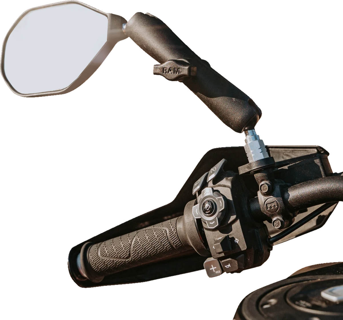 RAM Mounts Tough-Mirror™ - Side View - Oval - Black - Left With Ball