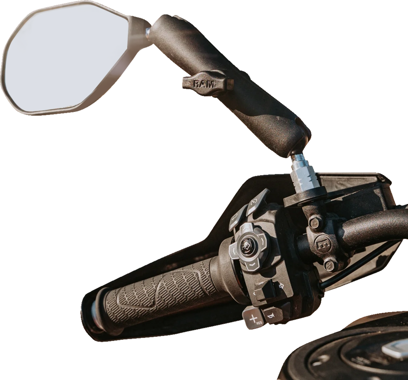 RAM Mounts Tough-Mirror™ - Side View - Oval - Black - Left With Ball