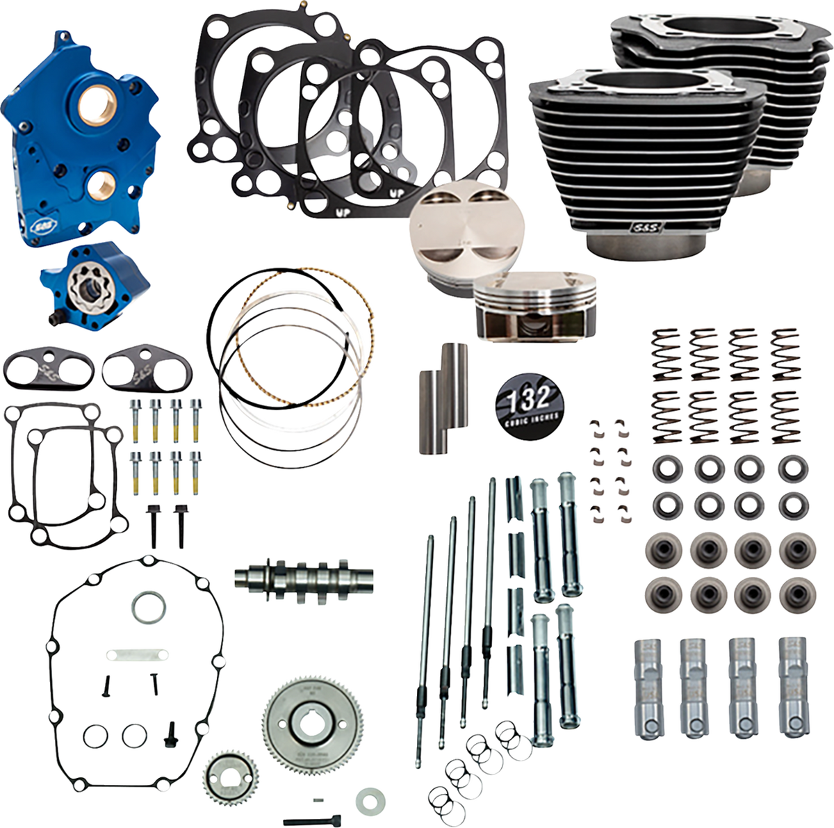 S&amp;S Cycle Power Pack - Oil Cooled - 550G - Black Granite W/Highlight - Chrome Pushrod Tubes - 114"/117" M8