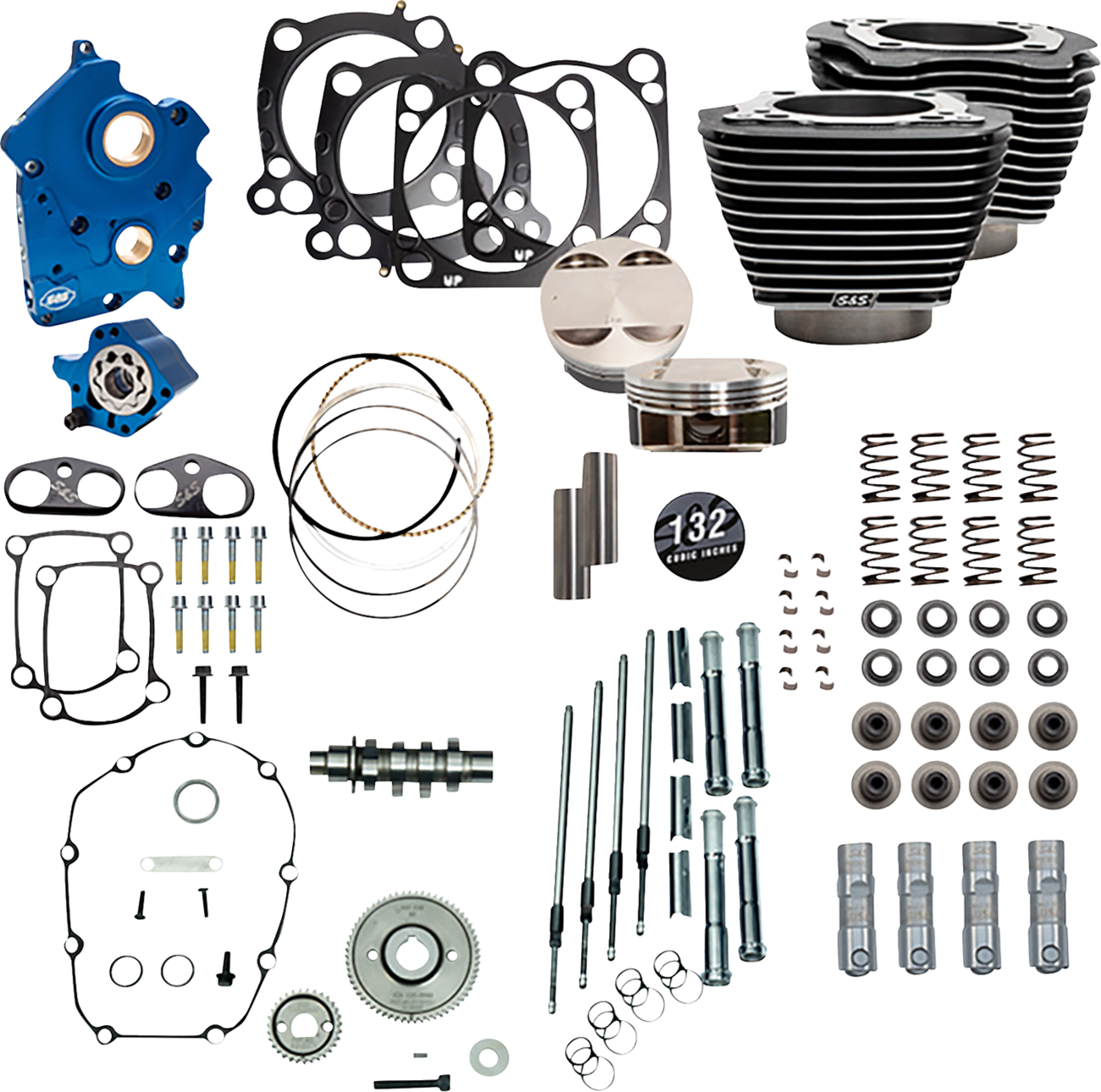 S&S Cycle Power Pack - Oil Cooled - 550G - Black Granite W/Highlight - Chrome Pushrod Tubes - 114"/117" M8