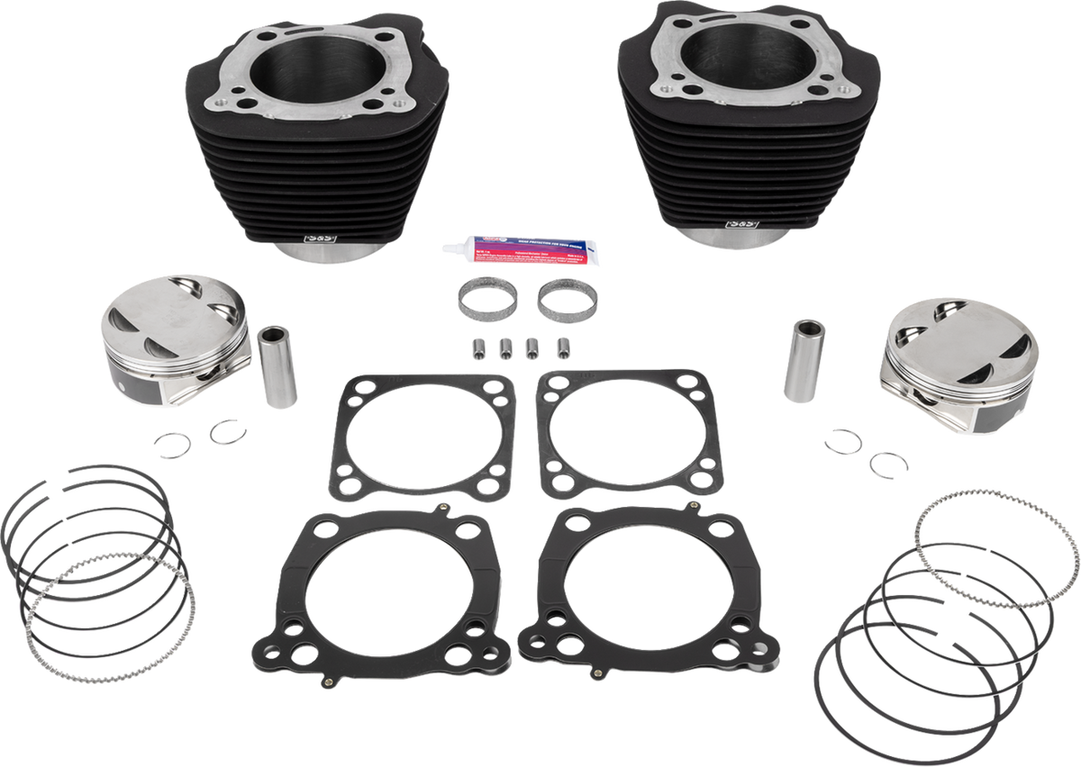 S&amp;S Cycle 132" Cylinder Kit - 4.500" Stroke - Wrinkle Black W/O Highlighted Fins - M8