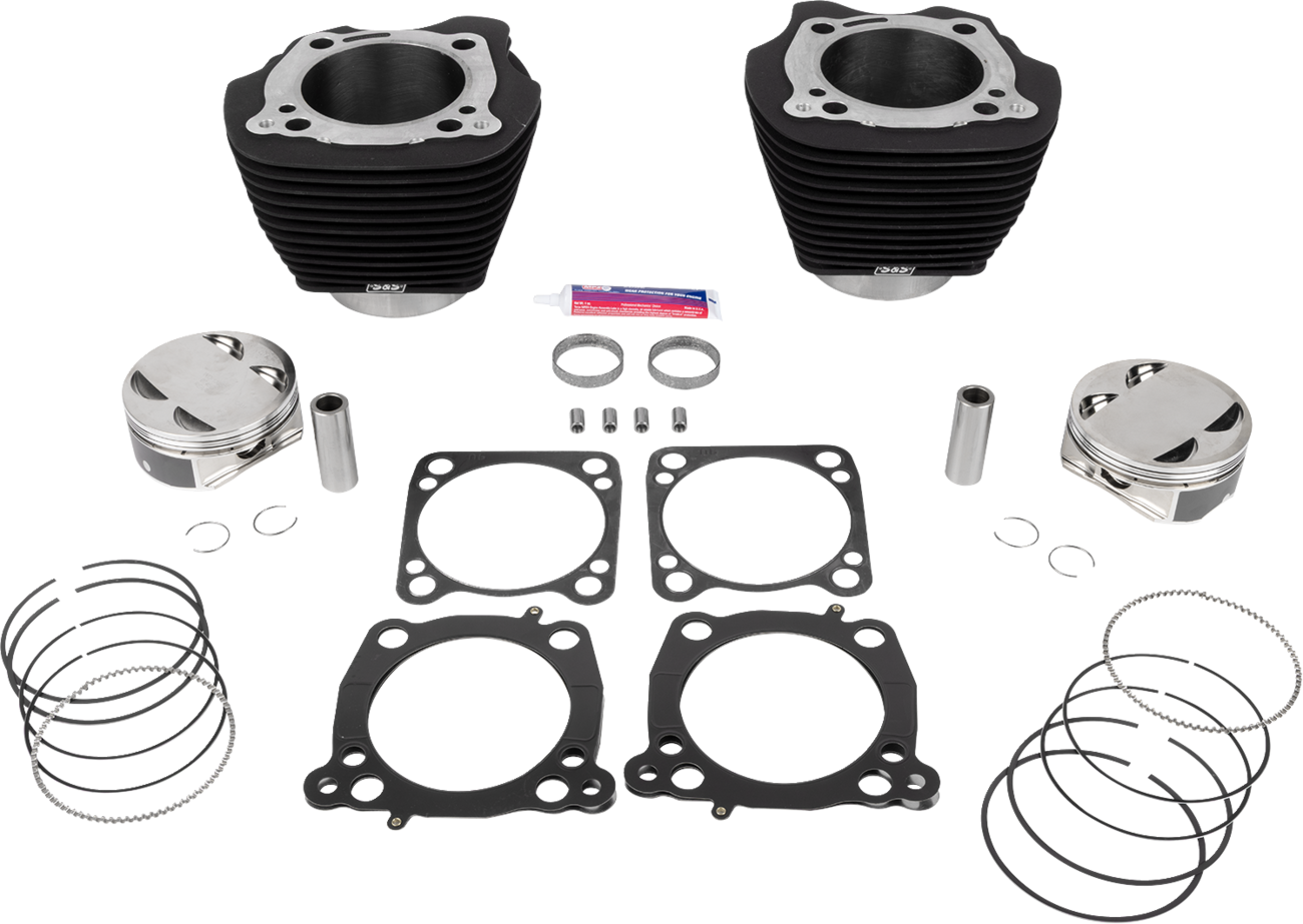 S&S Cycle 132" Cylinder Kit - 4.500" Stroke - Wrinkle Black W/O Highlighted Fins - M8