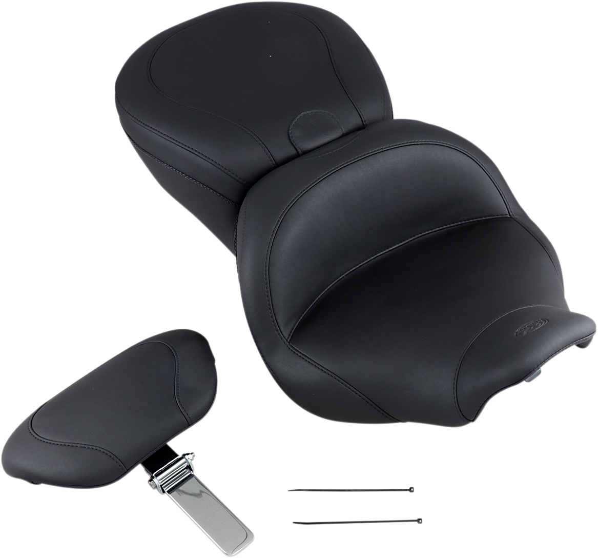 Mustang Lowdown Seat With Driver Backrest - Plain - FLHR '97-'07