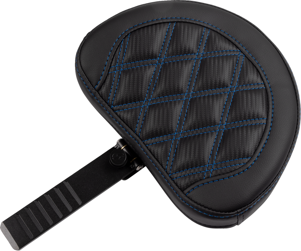 Saddlemen RoadSofa™ Seat - With Backrest - Carbon Fiber - Lattice Stitch - Blue Stitch - FLTR/FLHX '23-'24