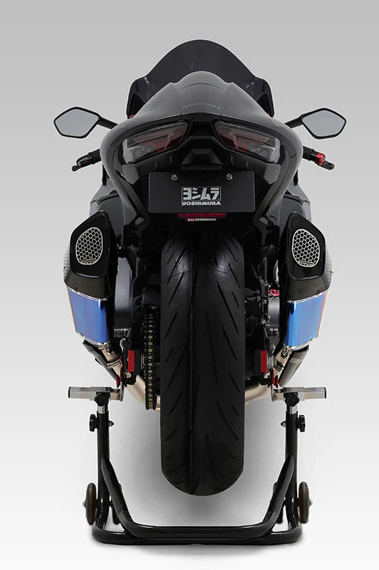Yoshimura HAYABUSA 2021-23 JMCA RACE R-11Sq R TITANIUM FULL SYSTEM WITH TITANIUM BLUE SLEEVE