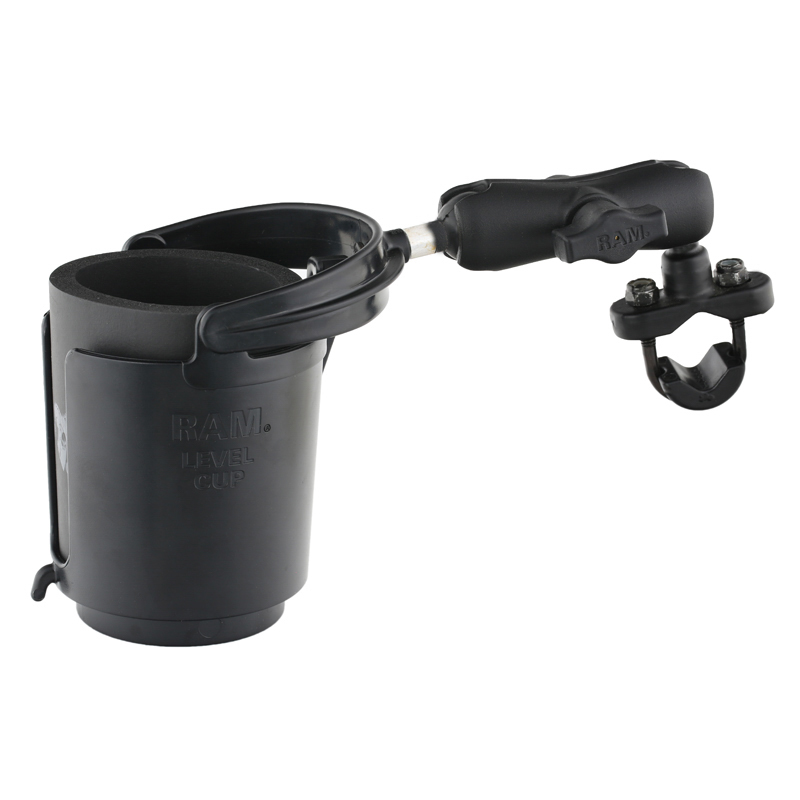 RAM Mounts Handlebar Rail Mount With U-Bolt Base, Level Cup™ Drink Holder And Koozie