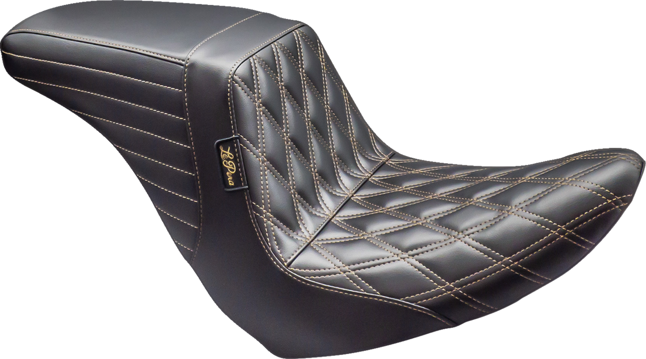 Le Pera Kickflip Up Front Seat - Double Diamond W/ Chestnut Thread - Black - FL/FX '18-'24