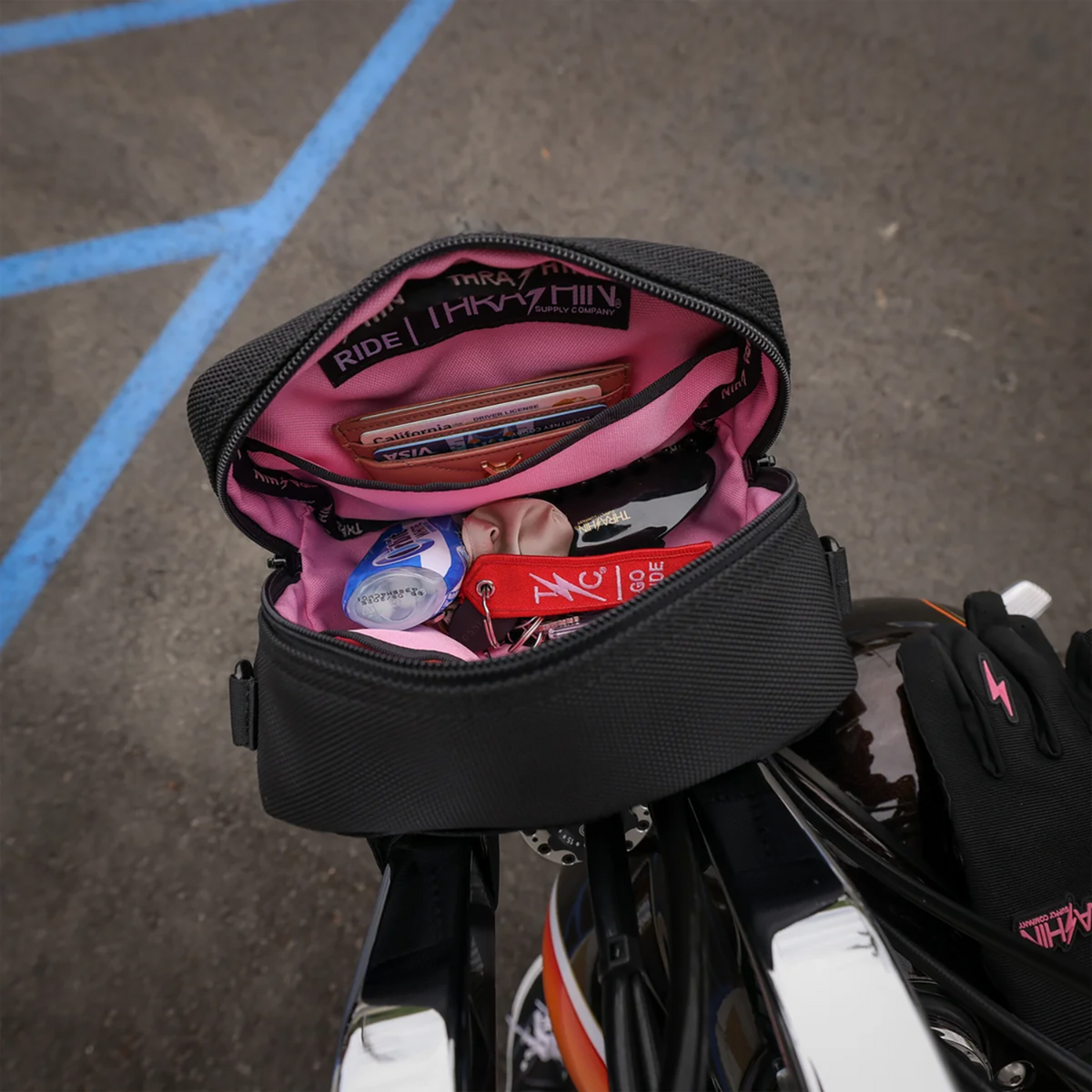 Thrashin Supply CO. Crossbody Handlebar Bag - Black / Pink