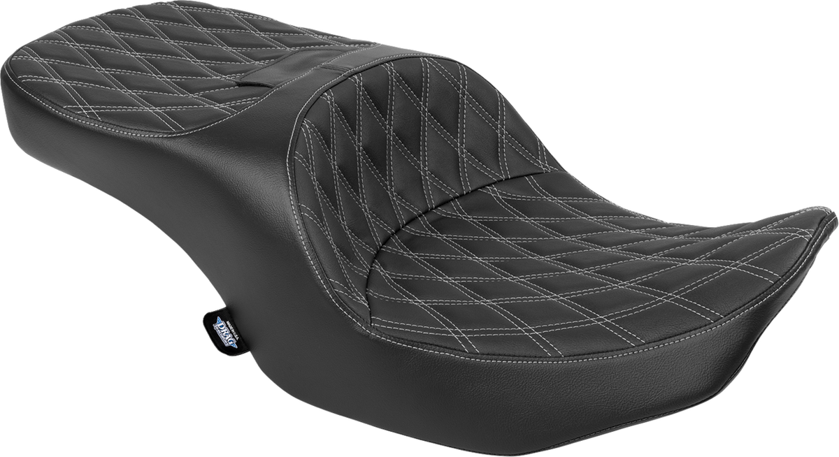 Drag Specialties Seats Freedom Seat - Black - Vinyl - Silver Double Diamond Stitch - FLT/FLH '23-'25