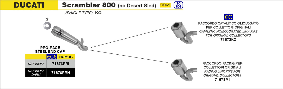 Arrow 71673KZ Catalytic Mid-Pipe For Stock Headers