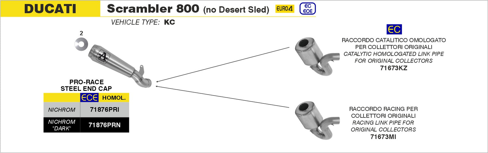 Arrow 71673KZ Catalytic Mid-Pipe For Stock Headers