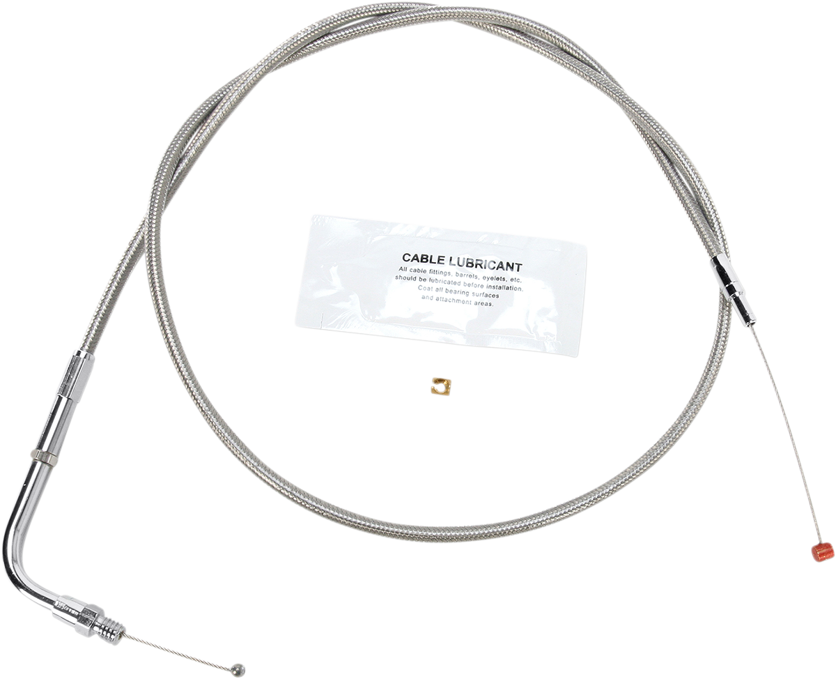 Barnett Stainless Steel Throttle Cable - +6" - Dyna/FXR/Softail