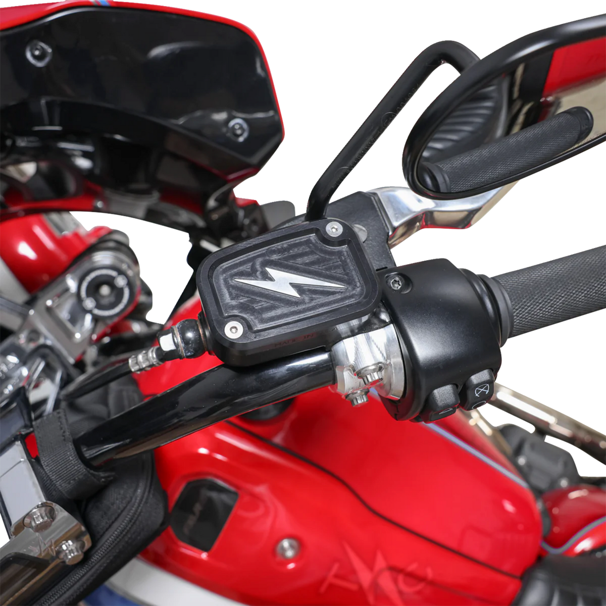 Thrashin Supply CO. Master Cylinder Cover - Brake - Front - Black/Twice-Cut