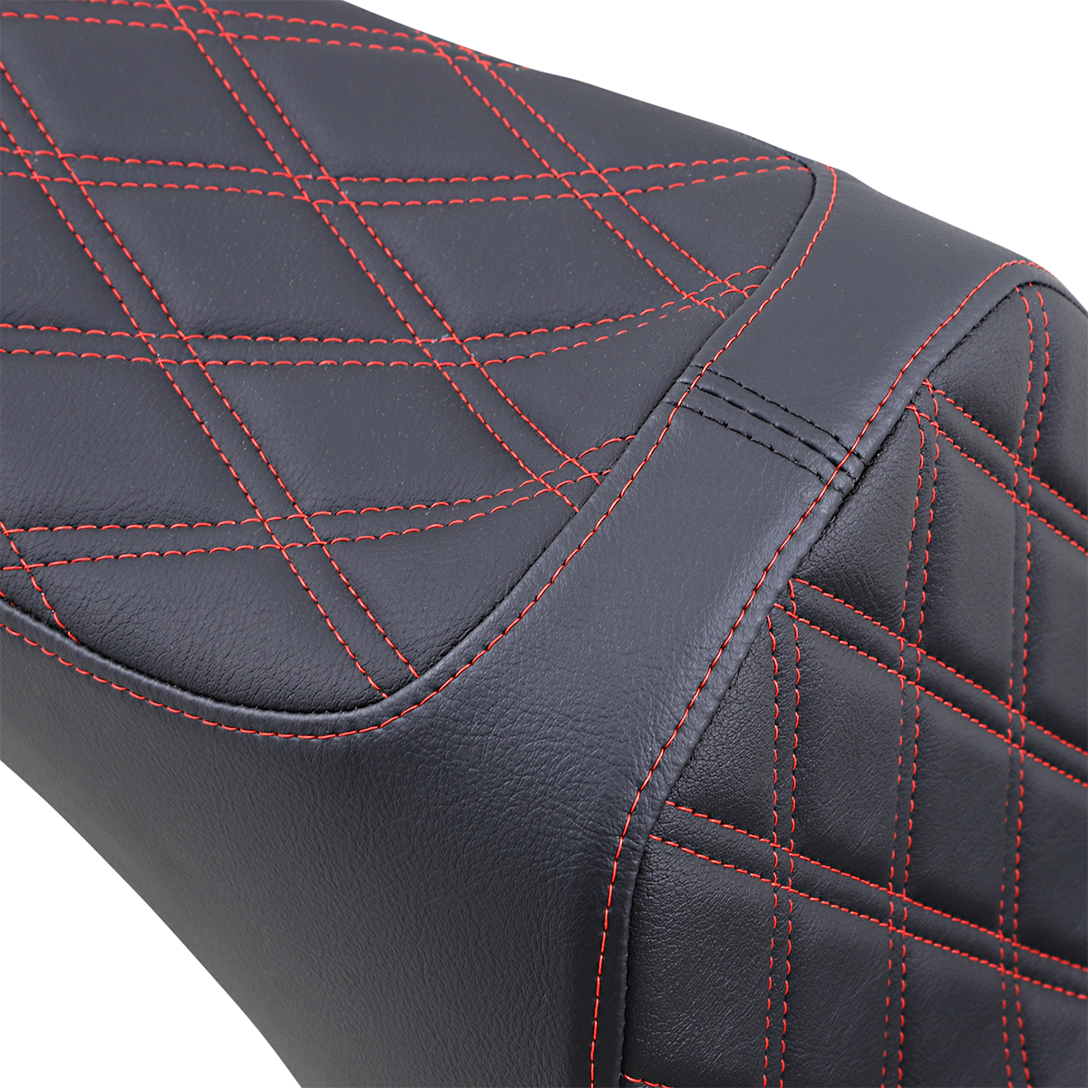 Drag Specialties Seats Predator III 2-Up Seat - Vinyl - Double Diamond - Red Stitching - Softail '06-'17