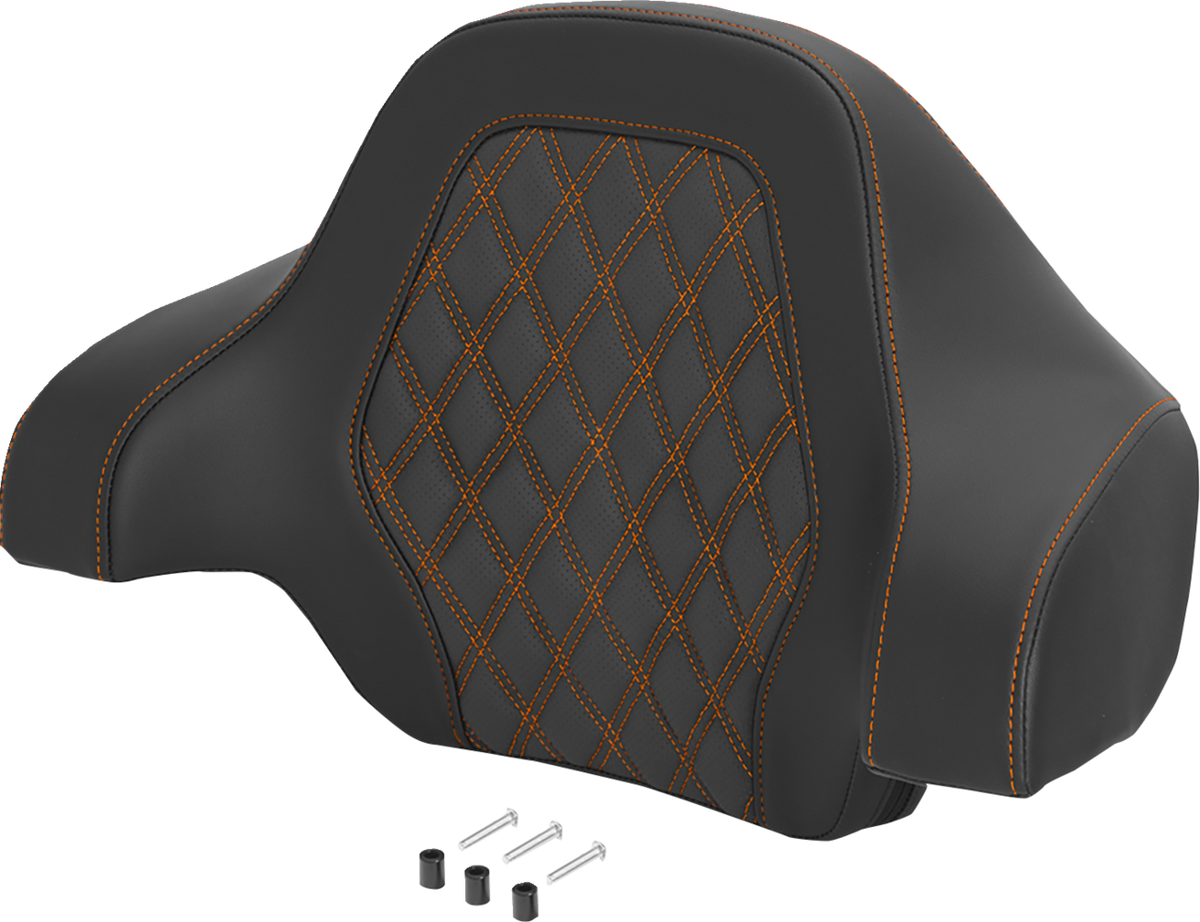Saddlemen Deluxe Tour Pack Sissy Bar Pad - Black / Orange / Lattice Stitched / Orange Stitching