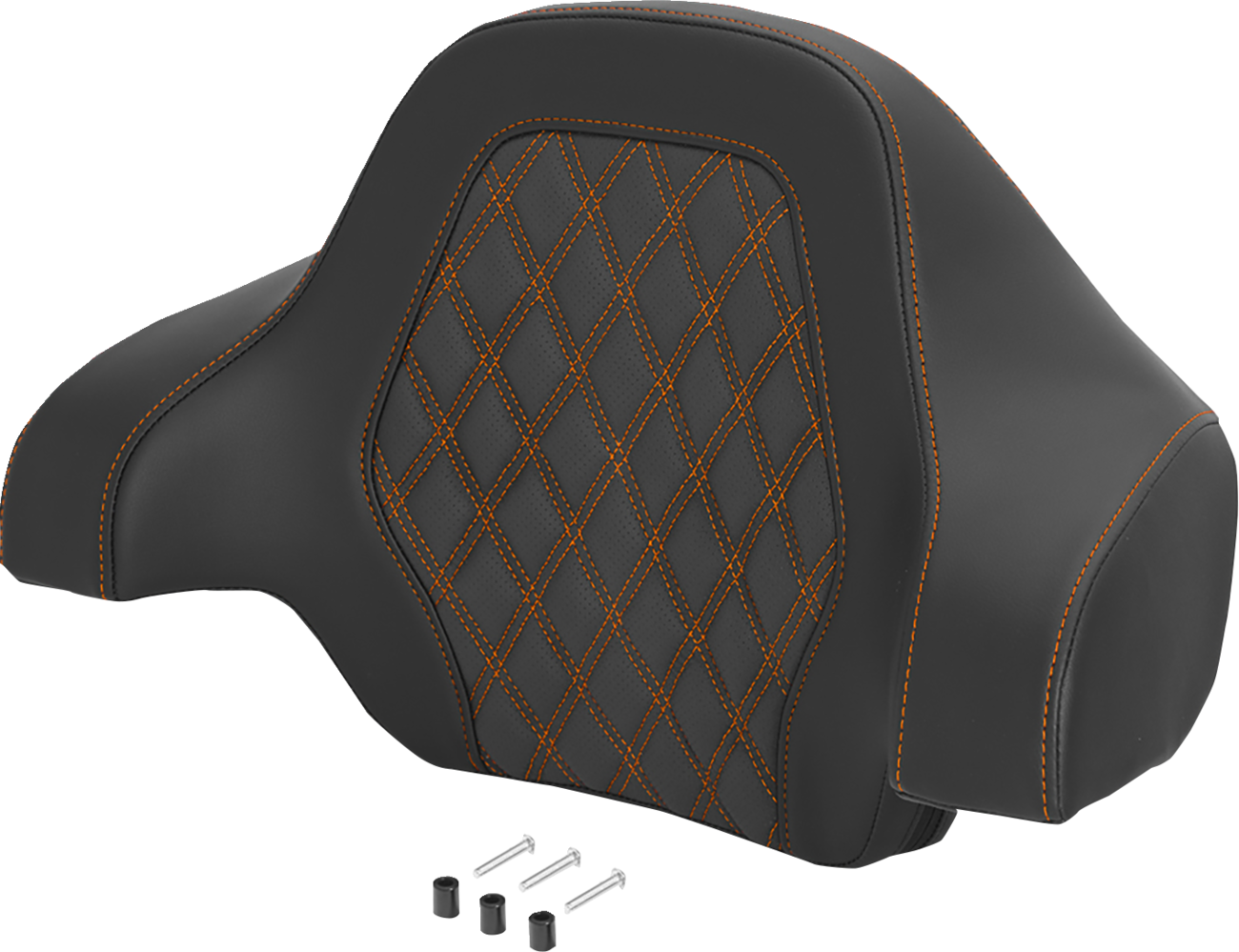 Saddlemen Deluxe Tour Pack Sissy Bar Pad - Black / Orange / Lattice Stitched / Orange Stitching
