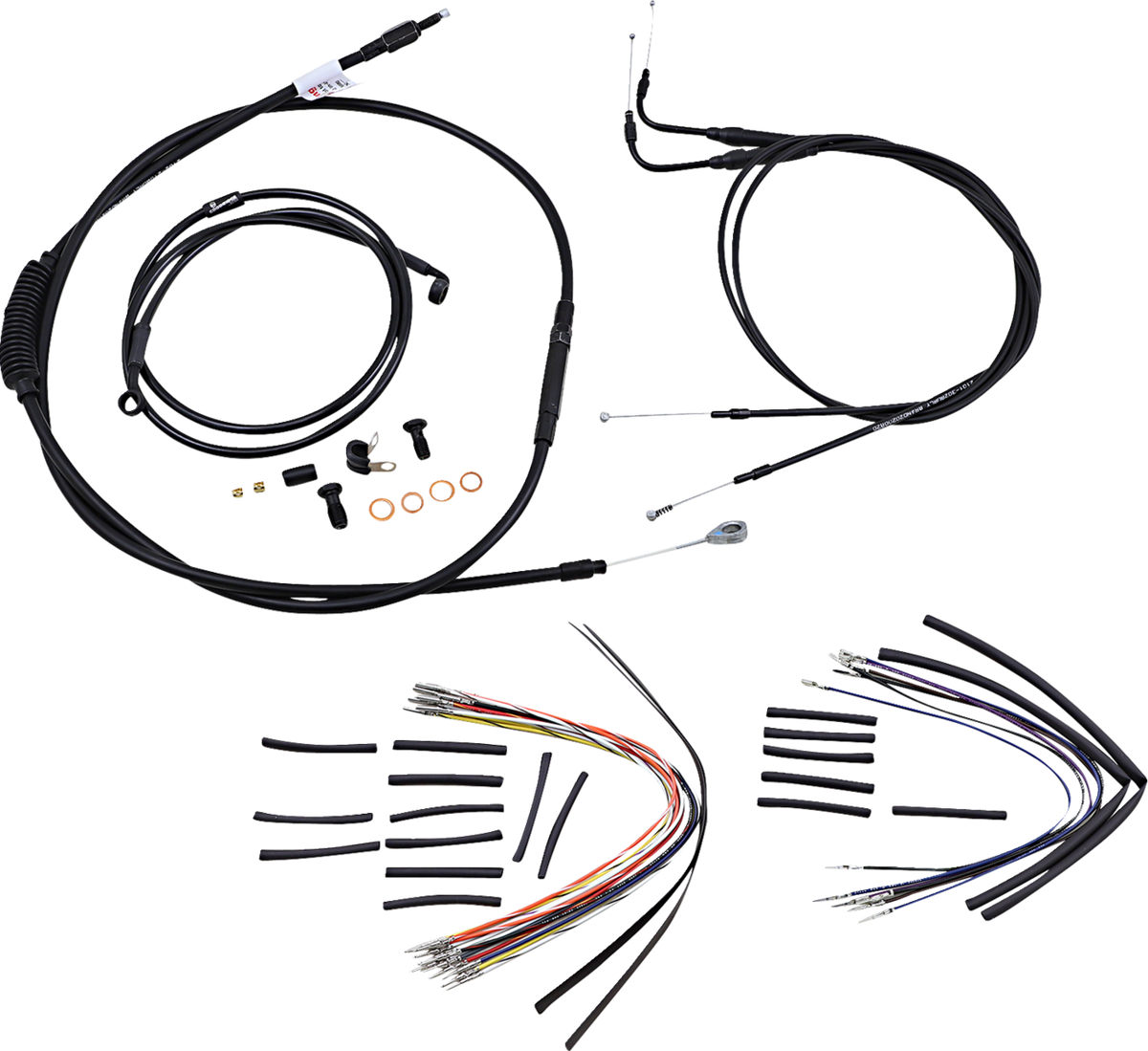 Burly Brand Complete Black Vinyl Handlebar Cable/Line Kit For Ape Hangers - 18" - '00-'06 FLST