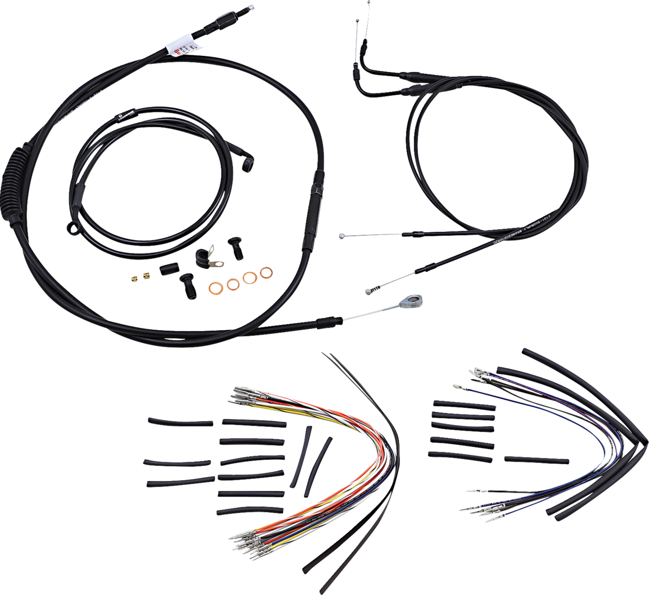 Burly Brand Complete Black Vinyl Handlebar Cable/Line Kit For Ape Hangers - 18" - '00-'06 FLST