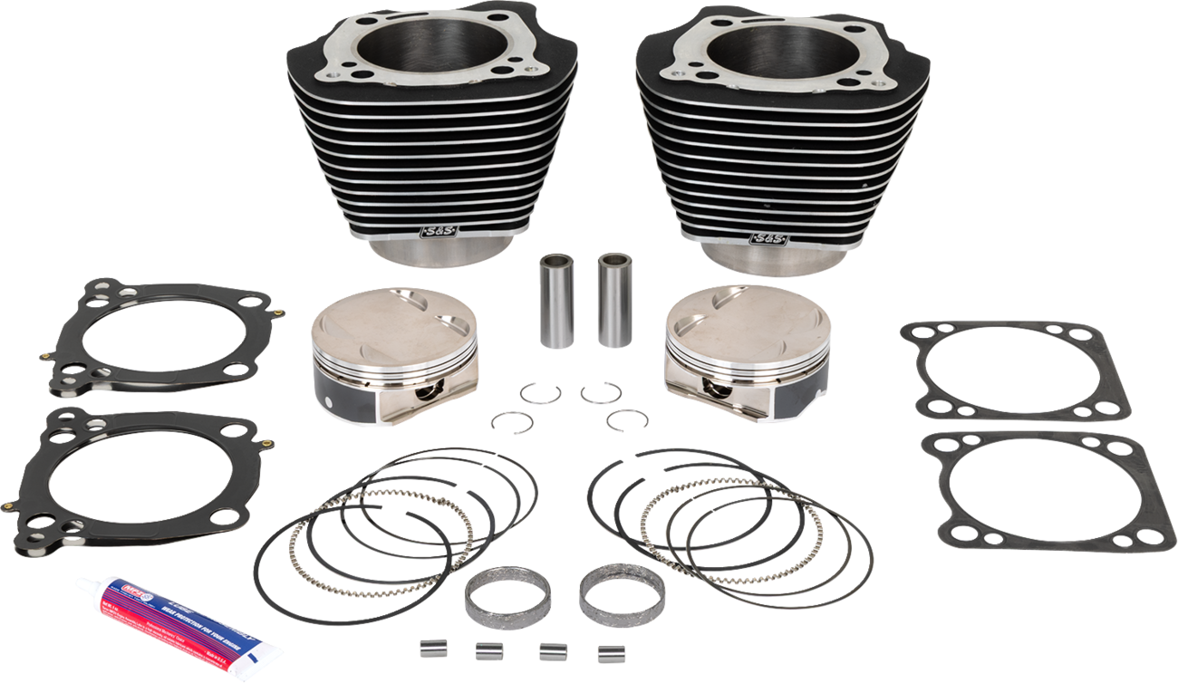 S&S Cycle 132" Cylinder Kit - 4.500" Stroke - Wrinkle Black W/Highlighted Fins - (114"/117") M8