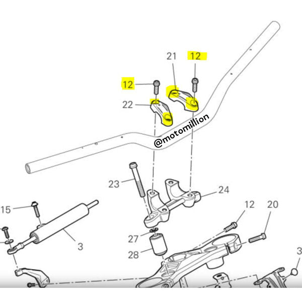 Proti Titanium Handle Bar Clamp Bolt Kit for Streetfighter V4 V4S