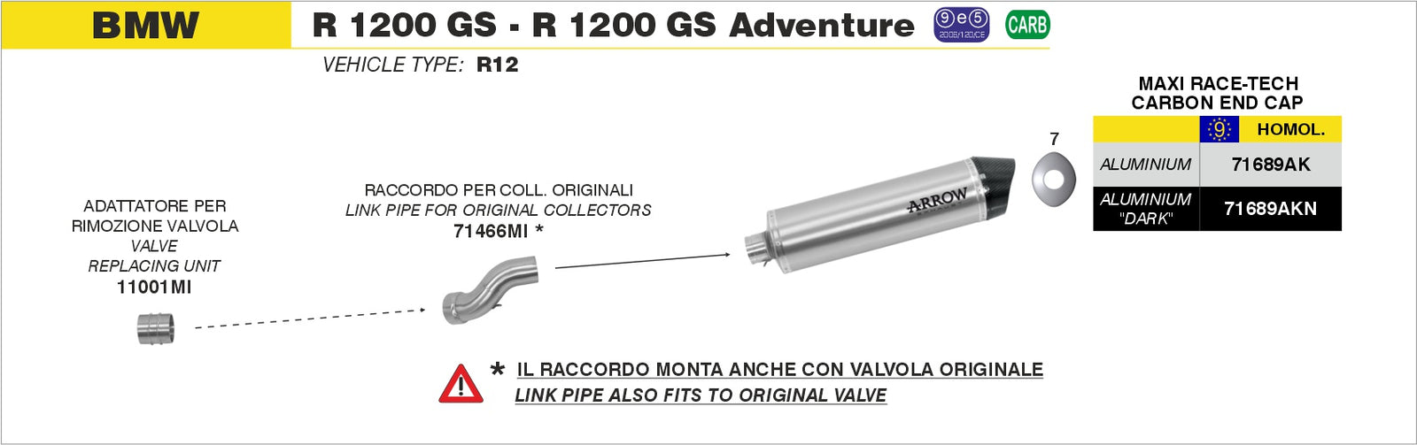 Arrow 71689AK Maxi Race-Tech Approved Aluminium Slip On With Carbon End Cap