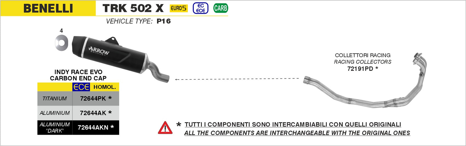 Arrow 72191PD Racing Headers Interchangeable With Original Ones