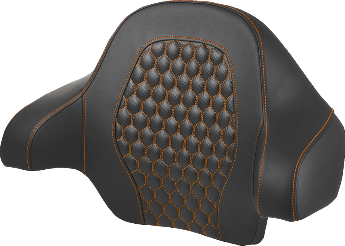 Saddlemen Tour Pack Backrest Pad - Honeycomb - Orange Stitching - FL '14-'24