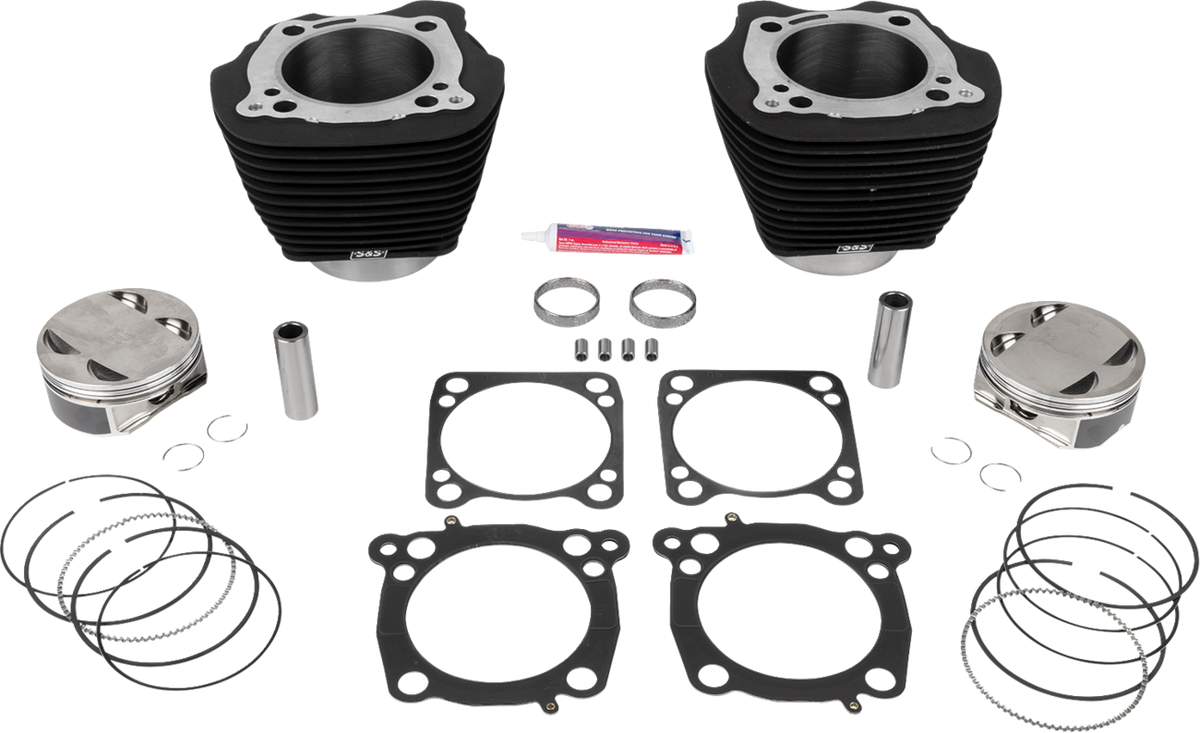 S&amp;S Cycle 136" Cylinder Kit - 4.625" Stroke - Wrinkle Black W/O Highlighted Fins - M8