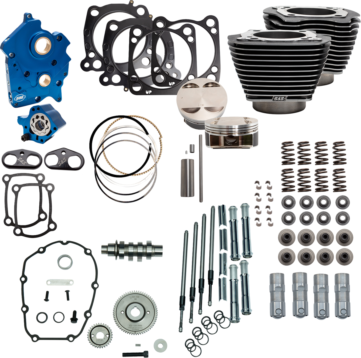 S&amp;S Cycle Power Pack - Oil Cooled - 550G - Black Granite W/Highlight - Chrome Pushrod Tubes - M8